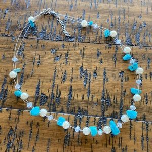 Turquoise and pearl necklace
